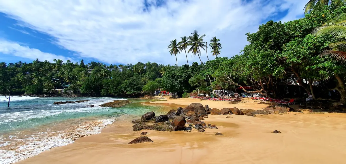 Sandy tropical beach on Sri Lanka's southern coast